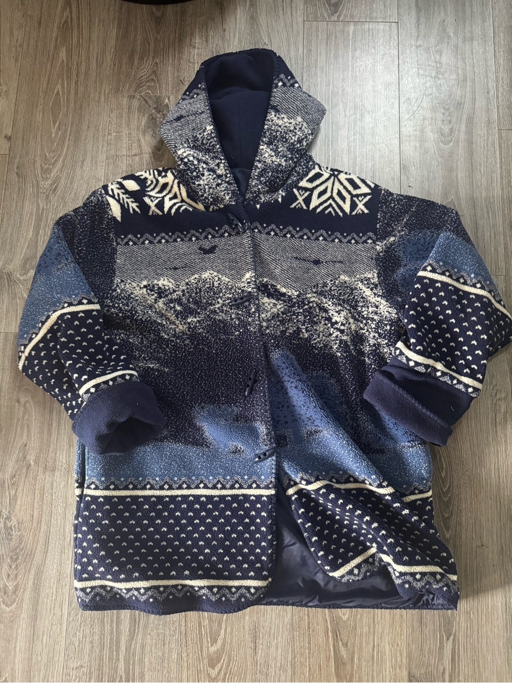 Navy Fair Isle Hooded Sweater Jacket - Women - Picture 2 of 4
